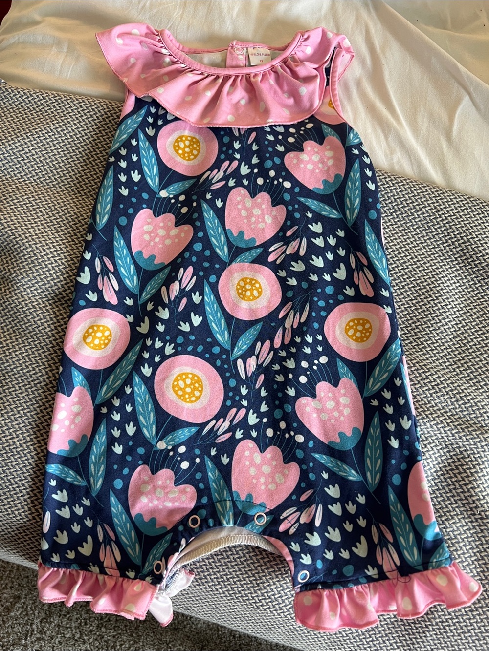 Baby Floral Navy and Pink One-Piece Bodysuit - Carter's 2T